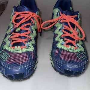 Adidas Kids Sneakers in Blue and Green with Orange Accents
